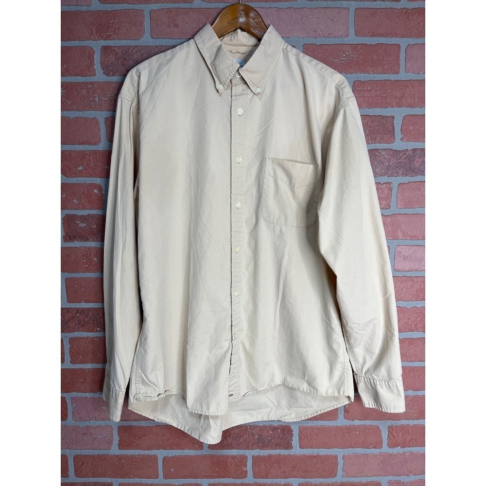 J Crew Mens Button Down Front Shirt Size Large Tan Neutral